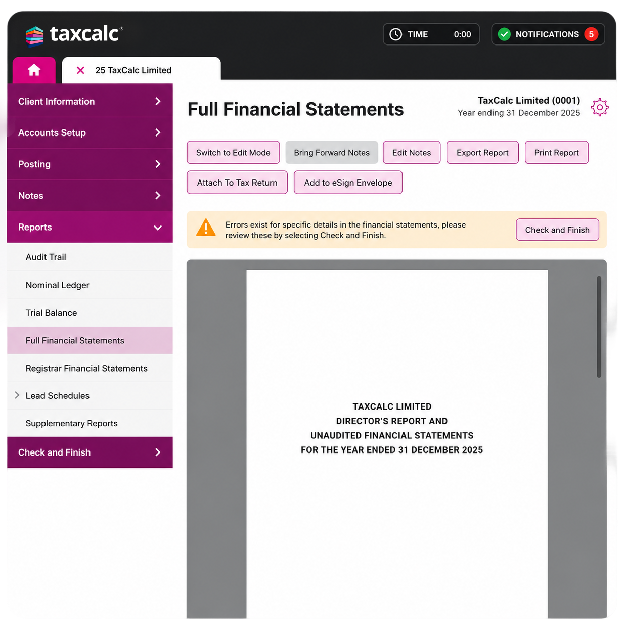 TaxCalc Accounts Production Software