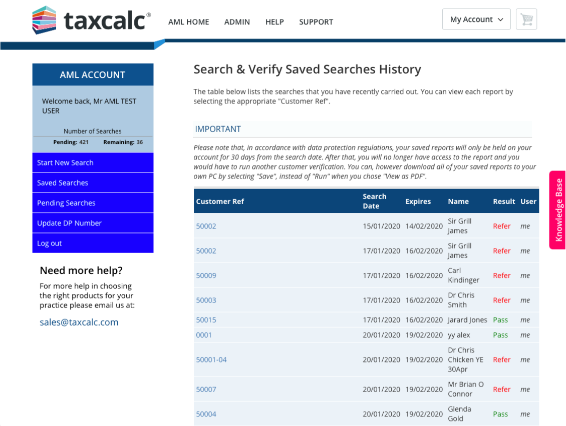 AML checking_online-saved-searches