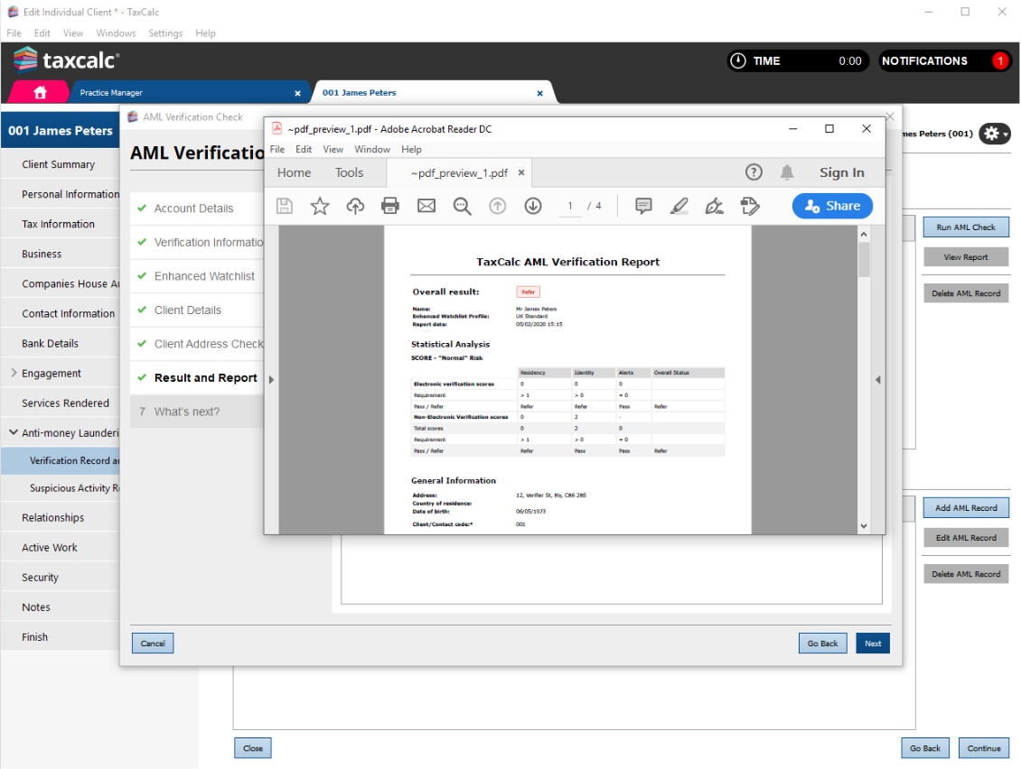 AML checking_reports-within-taxcalc