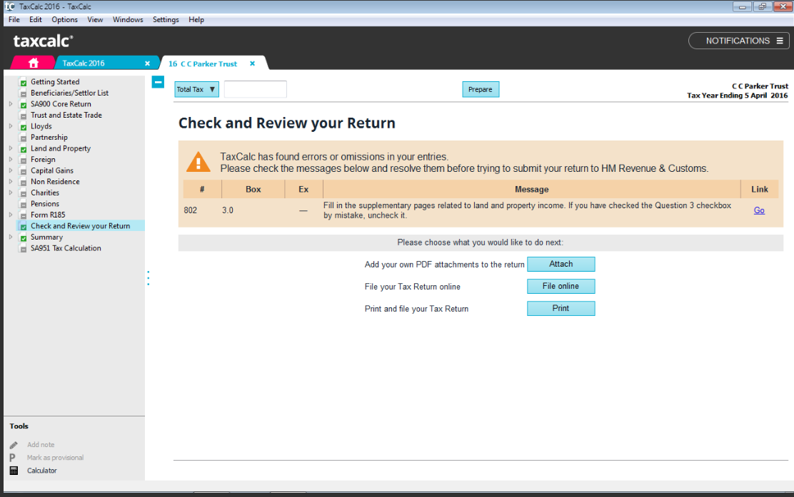 trusts tax check and review