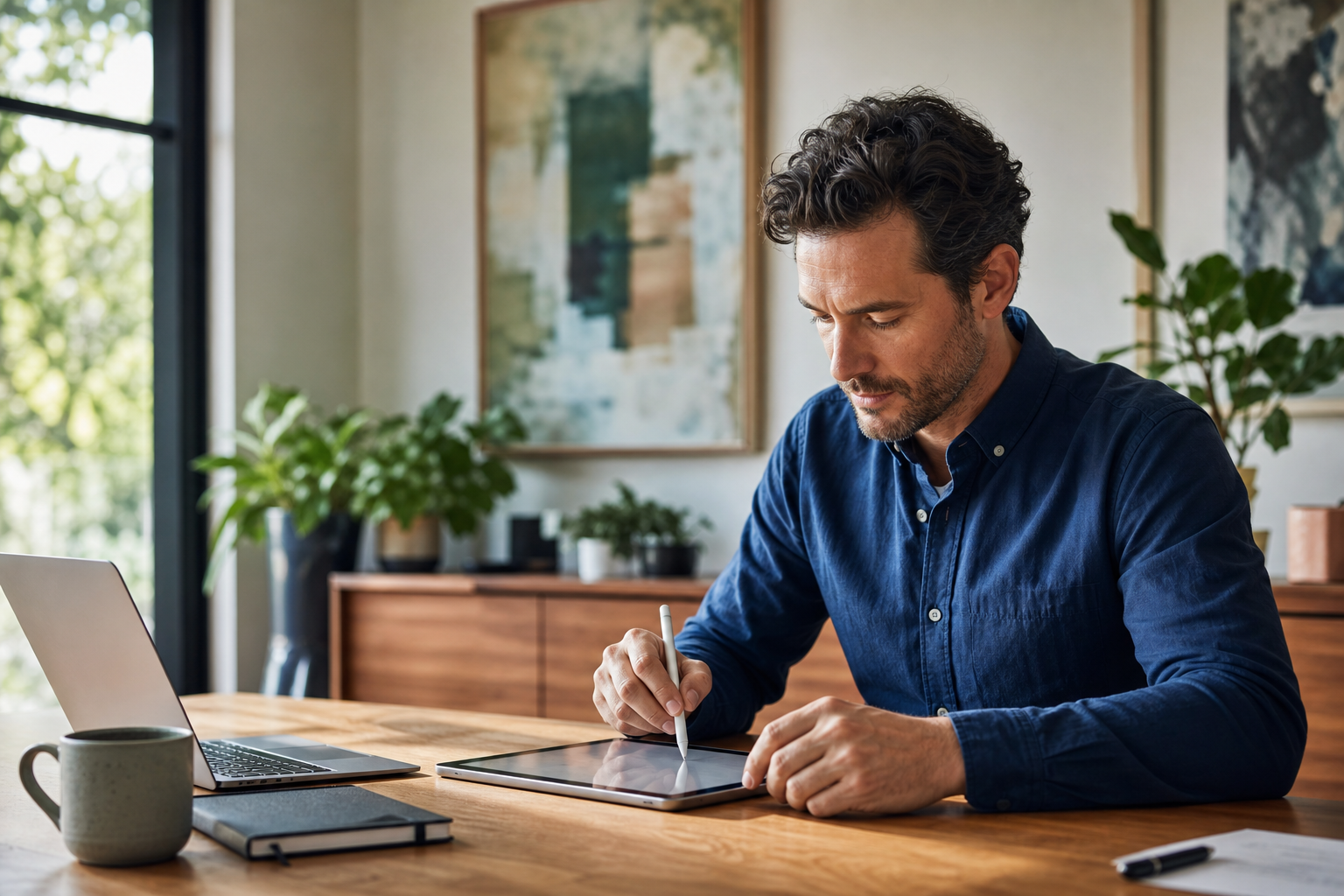 E Signature on Tablet in Casual Work Environment