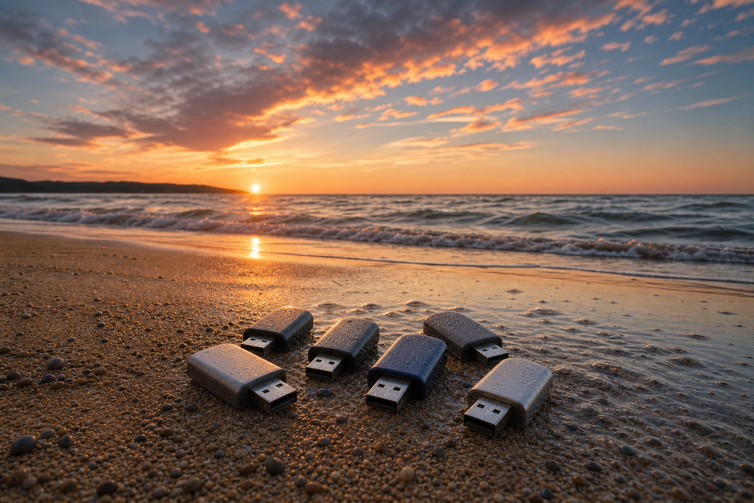 Grey Usb Drives On Shoreline-1