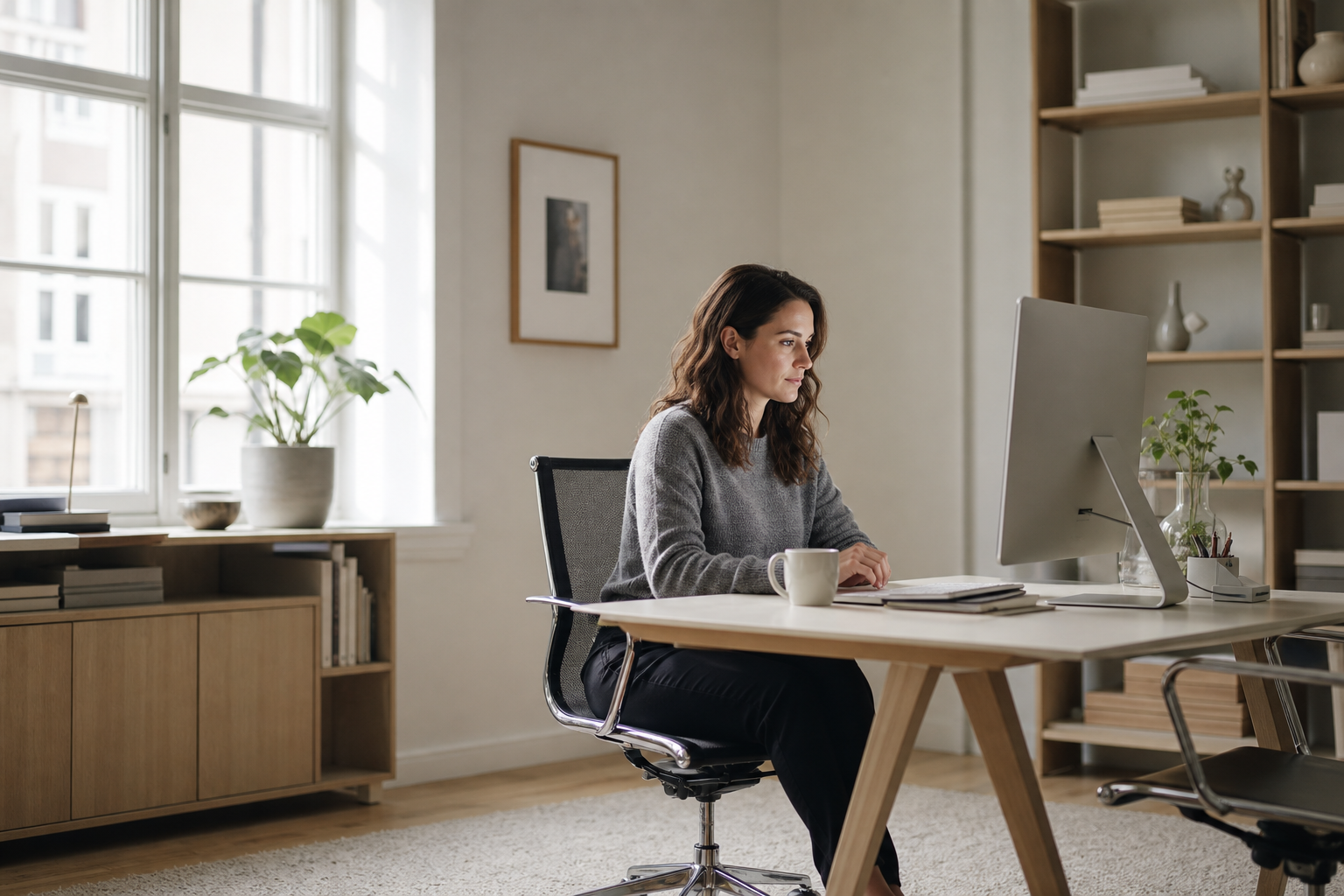 Scandi Style Office Worker on Desktop
