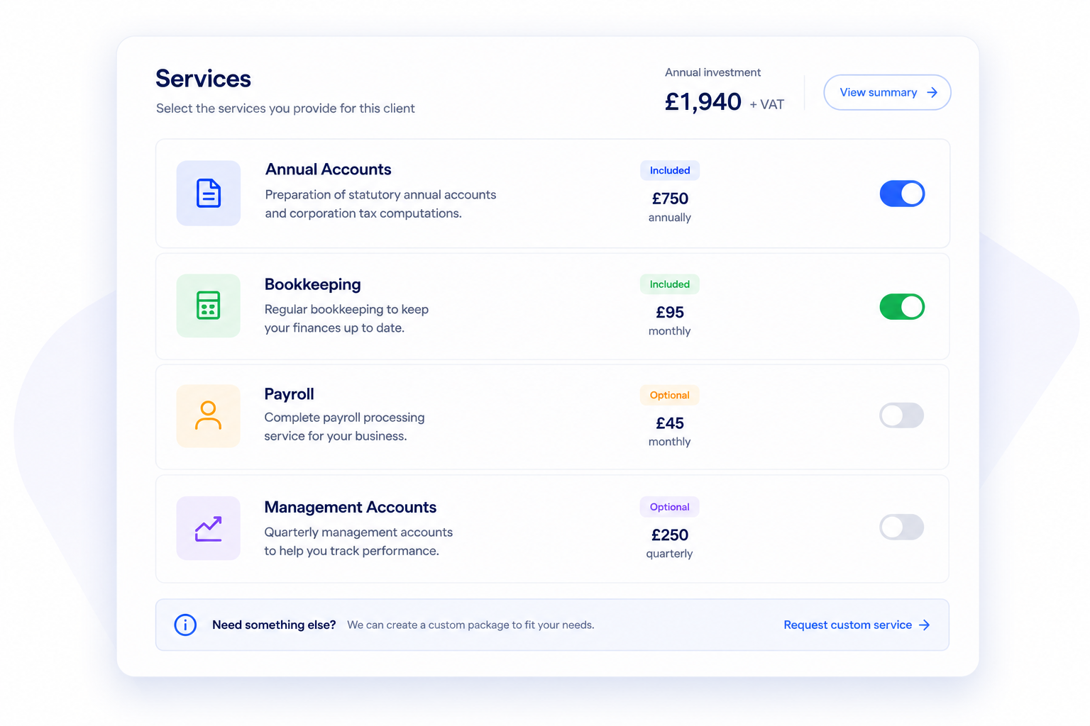 Service selection within Engager