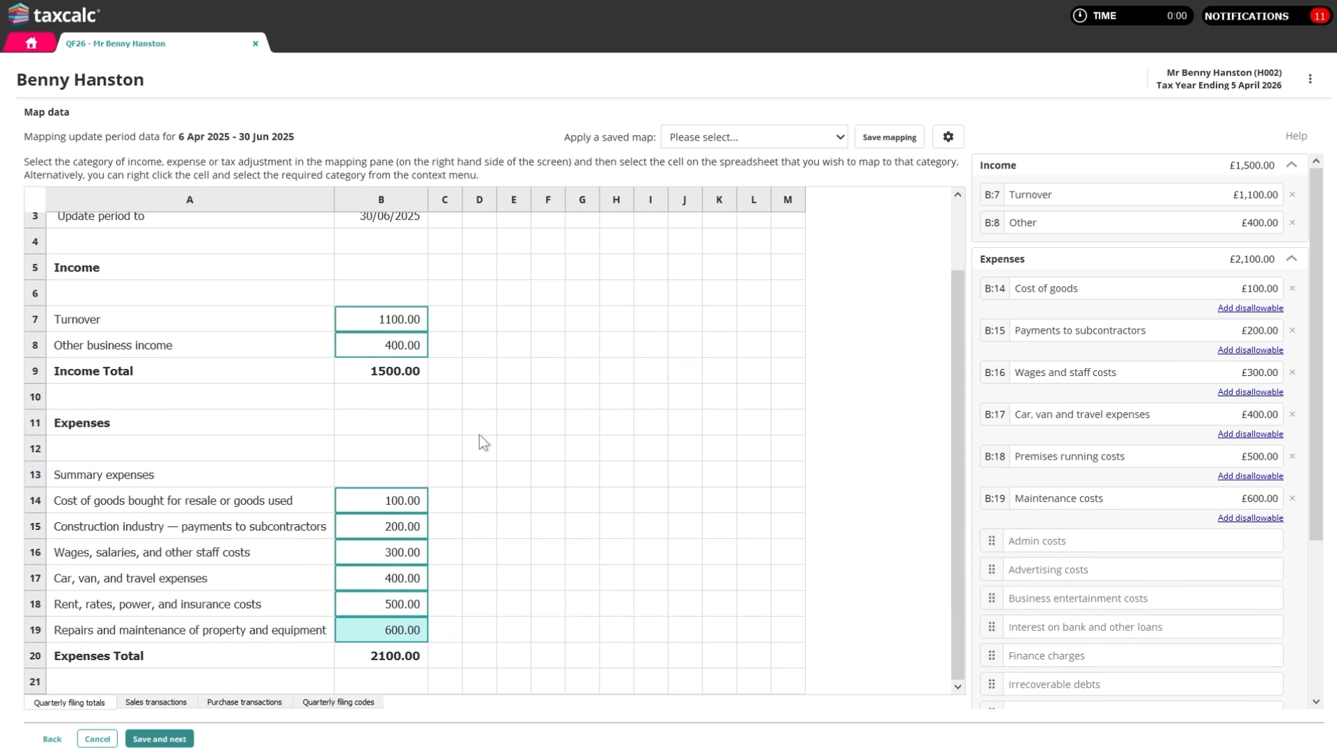 MTD Quarterly Filer -Spreadsheets