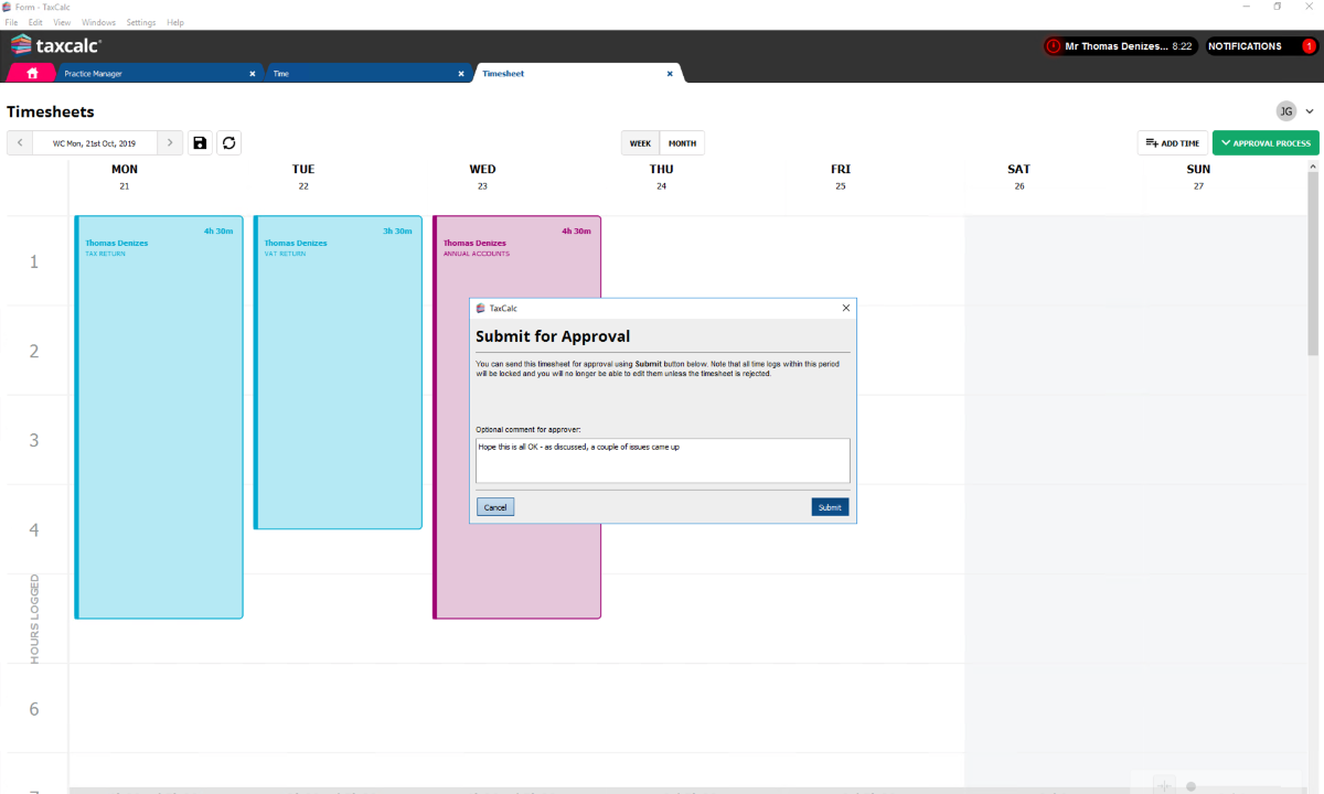 Simple timesheet usage